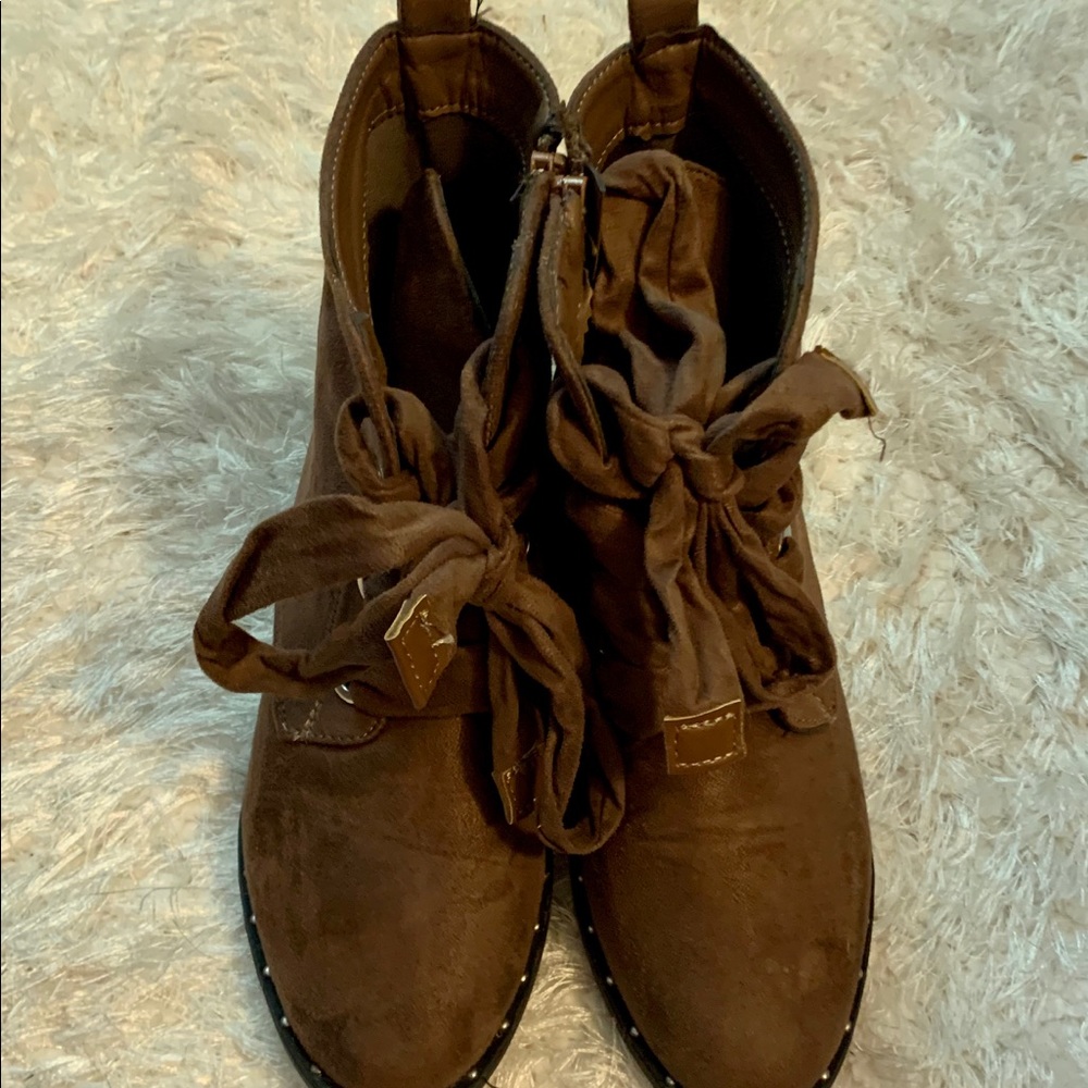Brown suede ankle boots